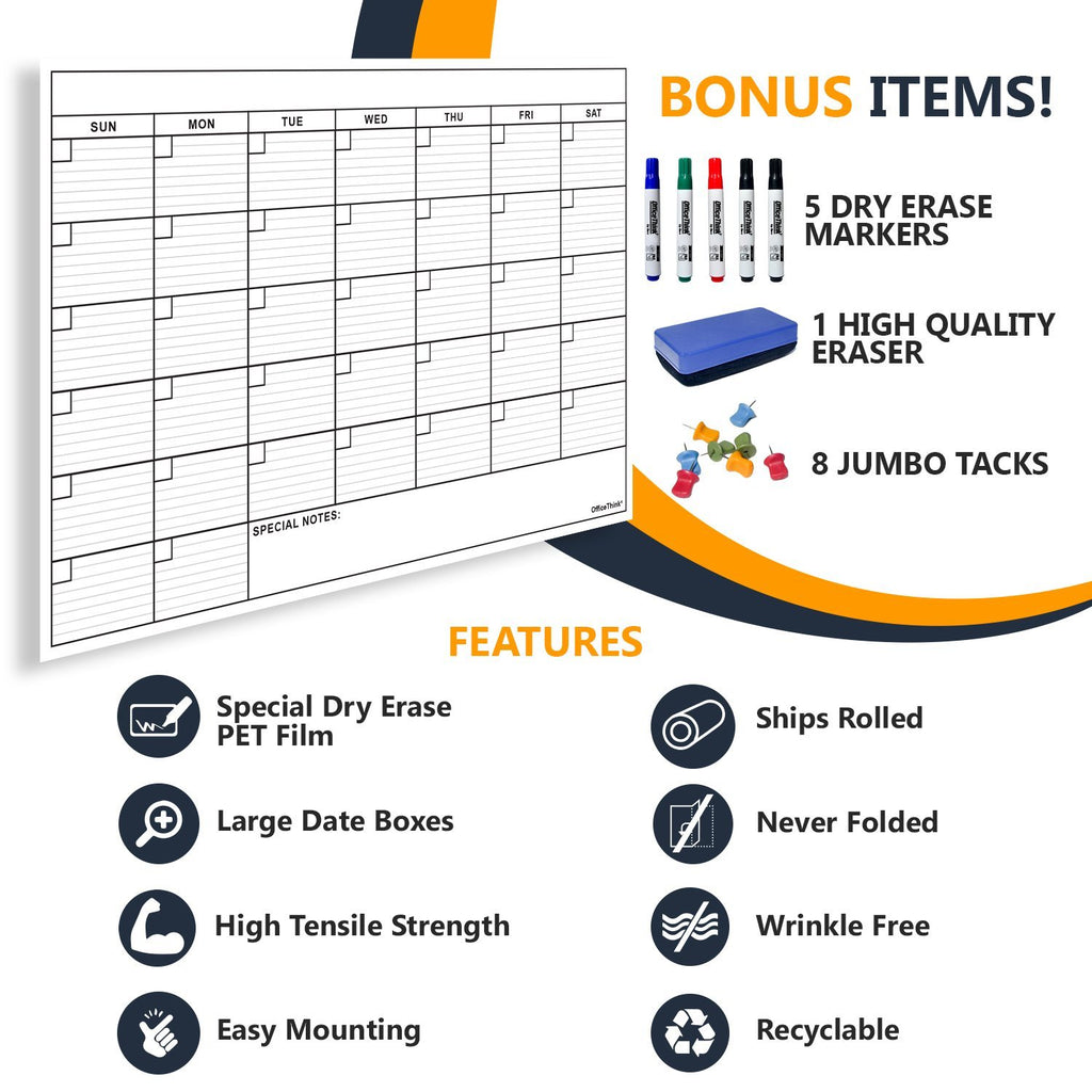 Laminated Jumbo Calendar 24" by 36"