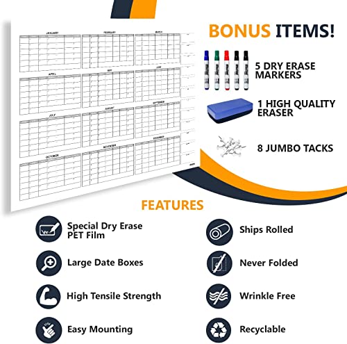 New!! Laminated Super Jumbo Calendar 42" x 58" (12 Months)