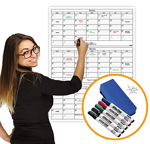 New!! Laminated Jumbo Calendar 36" x 48" (3 Months)