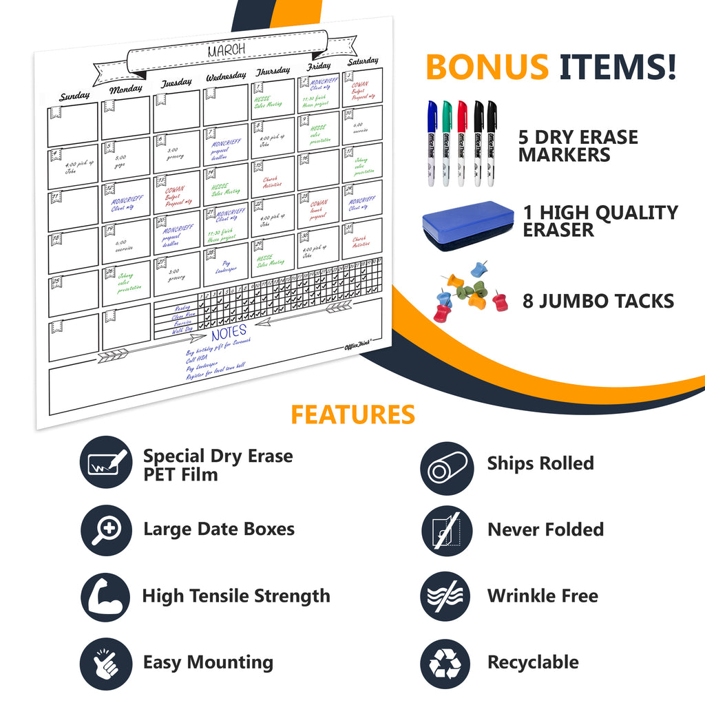 Artsy Laminated Jumbo Calendar 36" by 36"