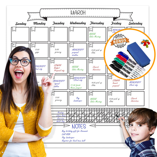 Artsy Laminated Jumbo Calendar 36" by 36"