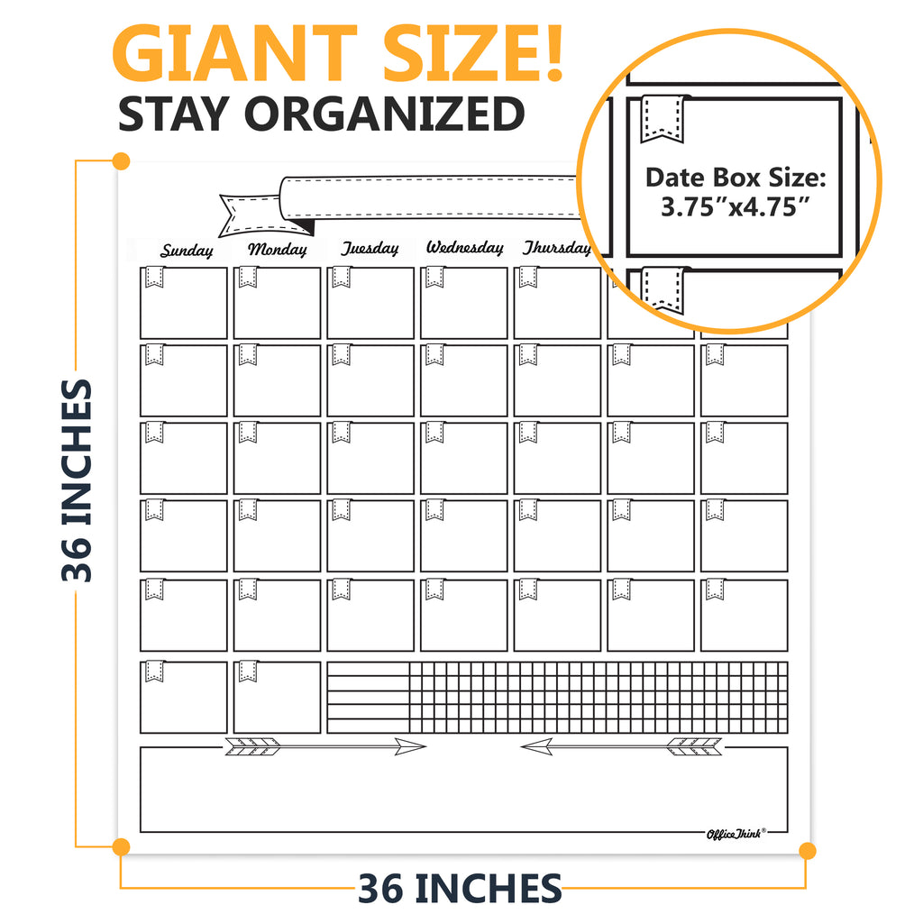Artsy Laminated Jumbo Calendar 36" by 36"