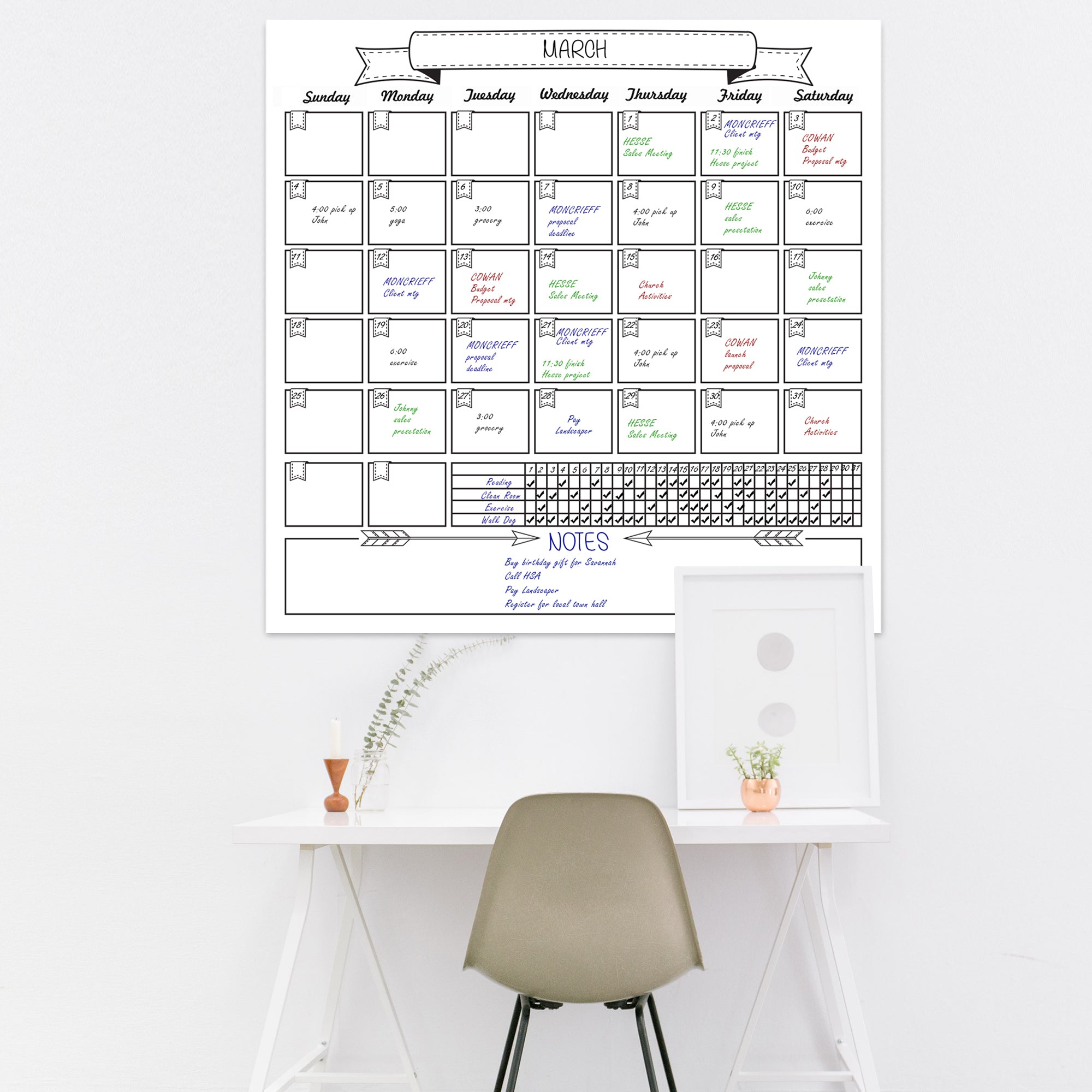OfficeAid Laminated Jumbo Dry Erase Wall Calendar 36-Inch by 48-Inch