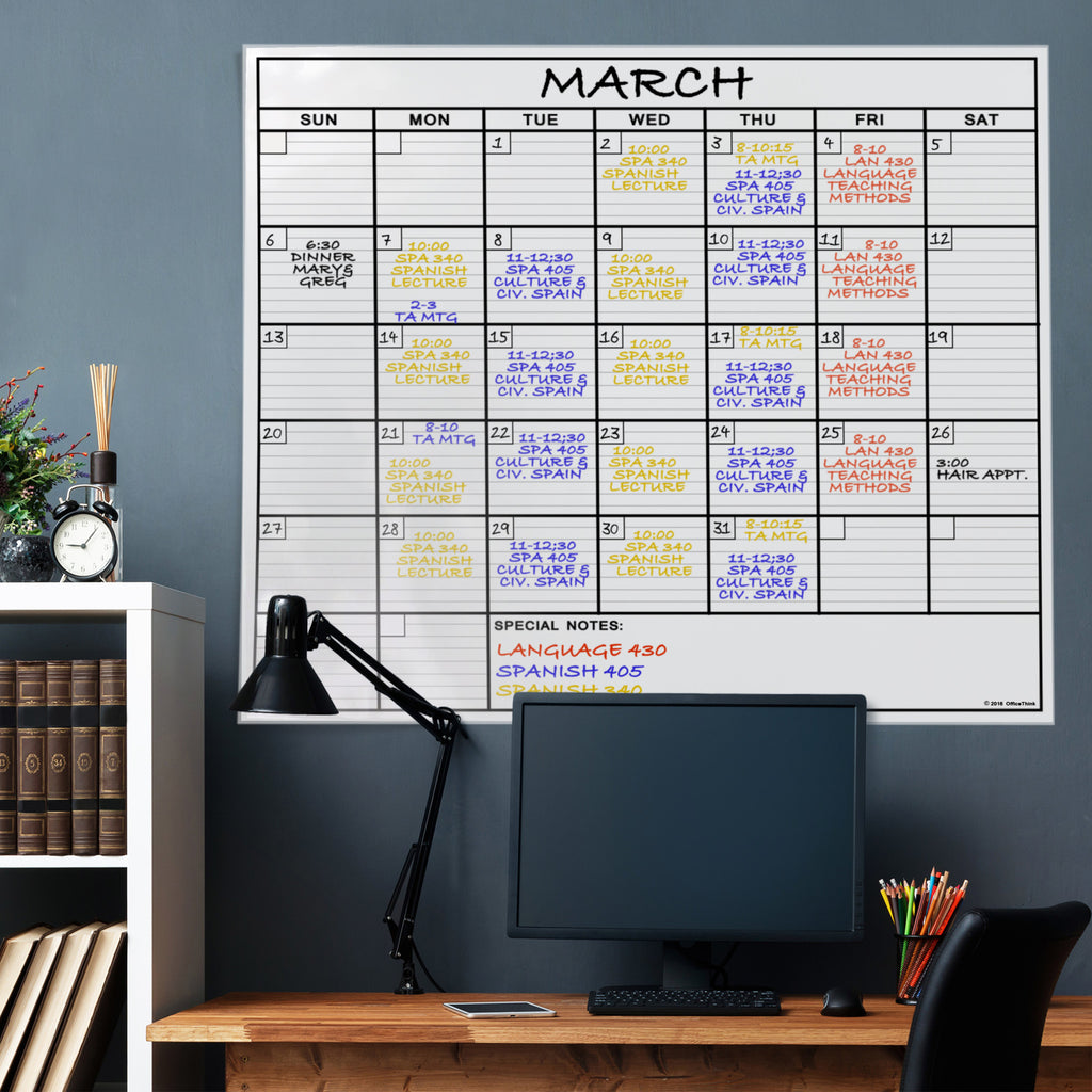 Laminated Jumbo Calendar 36" x 48" (Monthly)